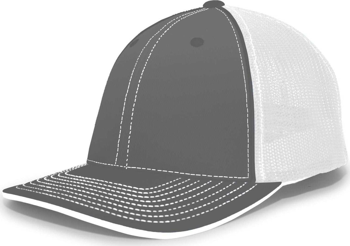 Pacific Headwear 404M Trucker Flexfit Cap - Graphite White - HIT a Double