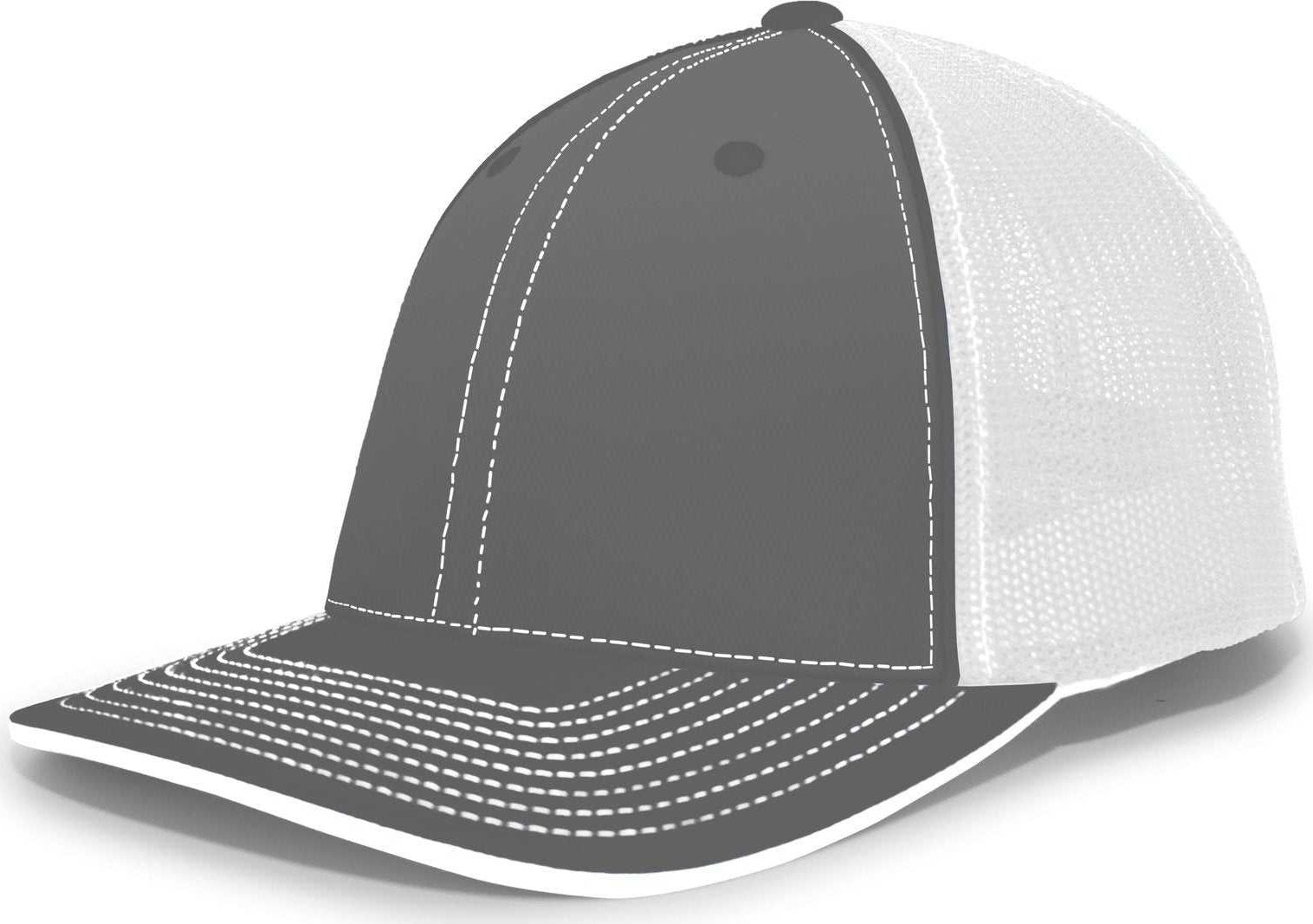 Pacific Headwear 404M Trucker Flexfit Cap - Graphite White
