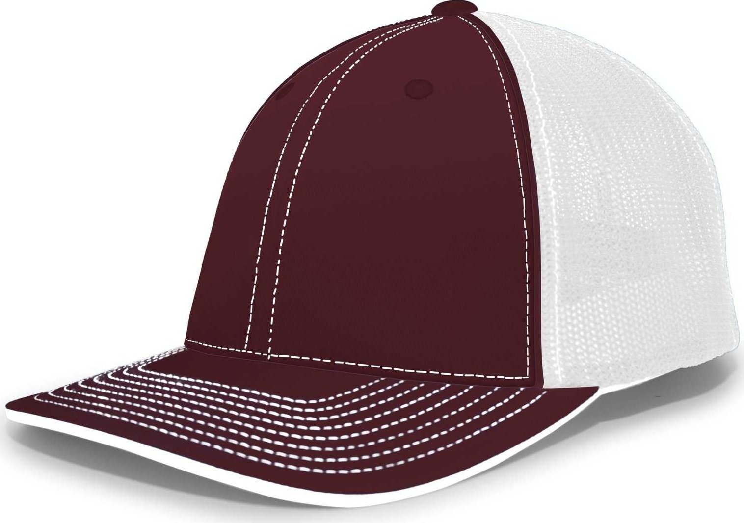 Pacific Headwear 404M Trucker Flexfit Cap - Maroon White - HIT a Double
