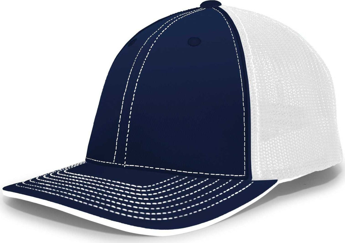 Pacific Headwear 404M Trucker Flexfit Cap - Navy White - HIT a Double