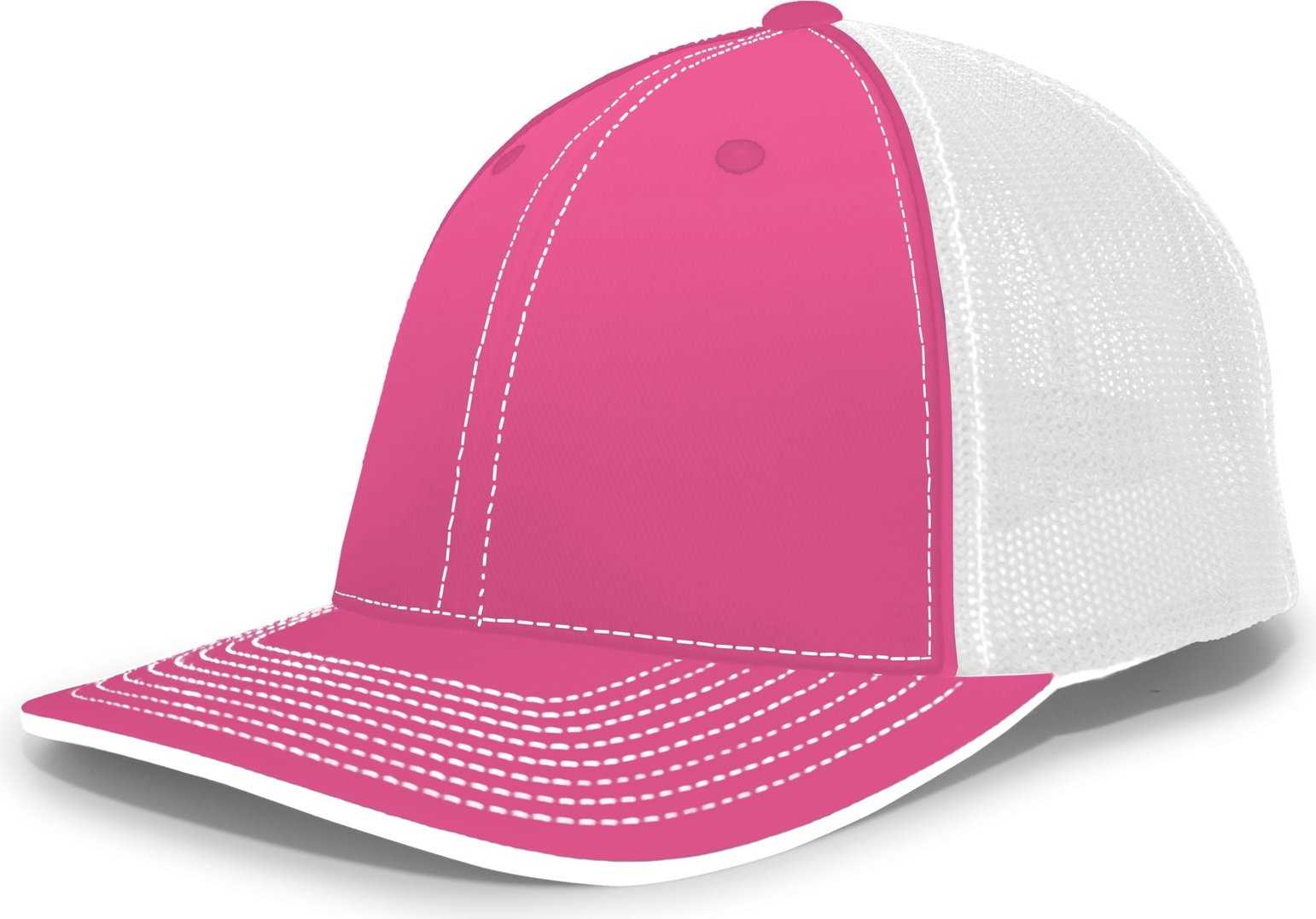 Pacific Headwear 404M Trucker Flexfit Cap - Pink White - HIT a Double