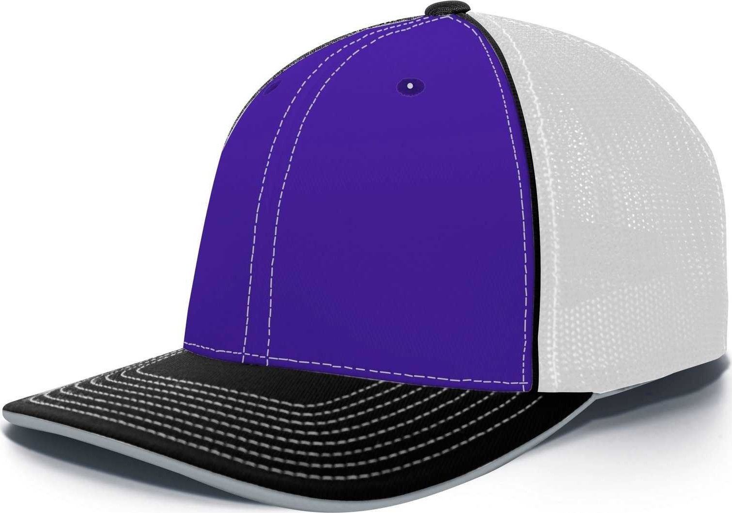 Pacific Headwear 404M Trucker Flexfit Cap - Purple White Black - HIT a Double
