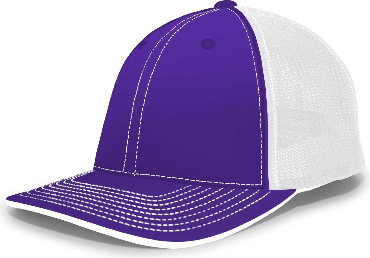 Pacific Headwear 404M Trucker Flexfit Cap - Purple White - HIT a Double