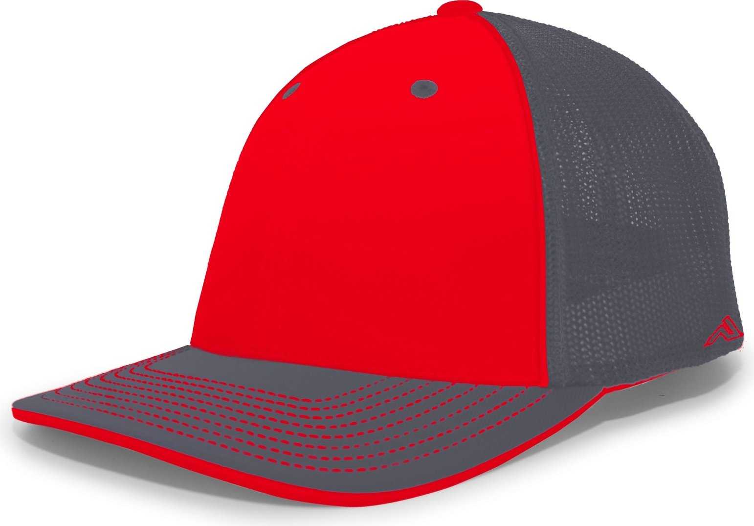 Pacific Headwear 404M Trucker Flexfit Cap - Red Graphite - HIT a Double