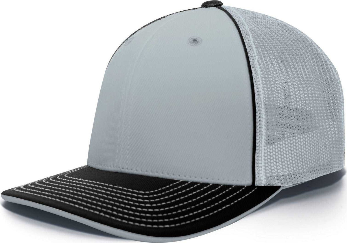 Pacific Headwear 404M Trucker Flexfit Cap - Silver Black - HIT a Double