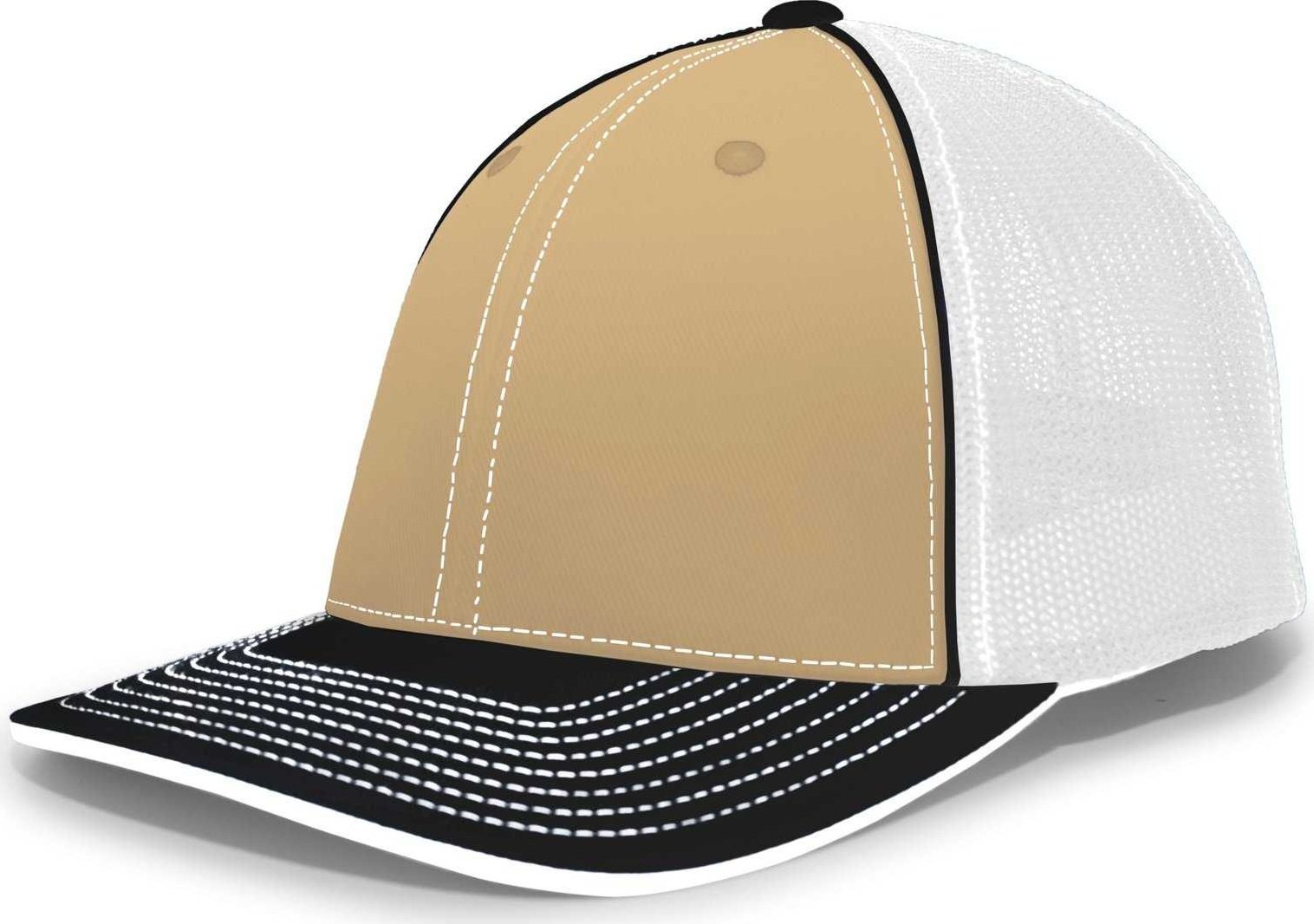 Pacific Headwear 404M Trucker Flexfit Cap - Vegas Gold Black - HIT a Double