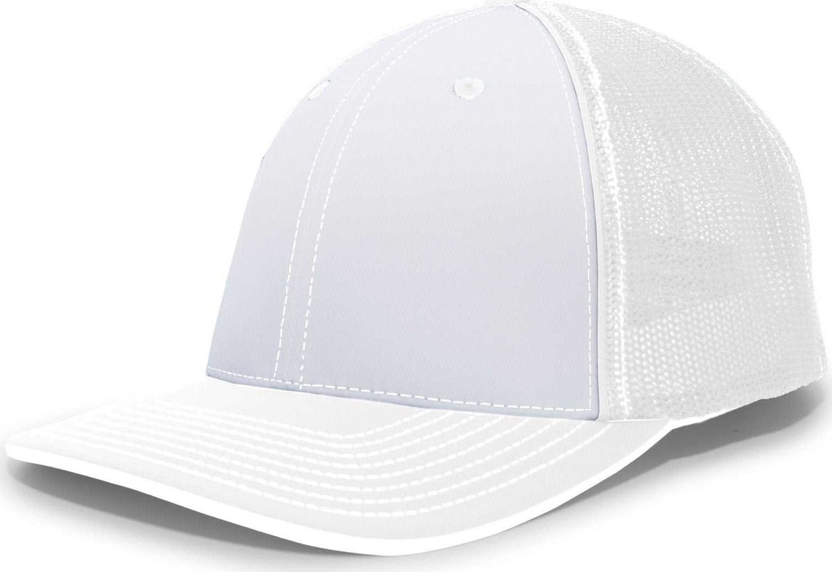 Pacific Headwear 404M Trucker Flexfit Cap - White White - HIT a Double