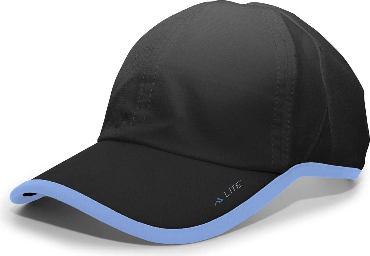 Pacific Headwear 410L Active Cap Hook-and-Loop Cap - Black Columbia Blue - HIT a Double