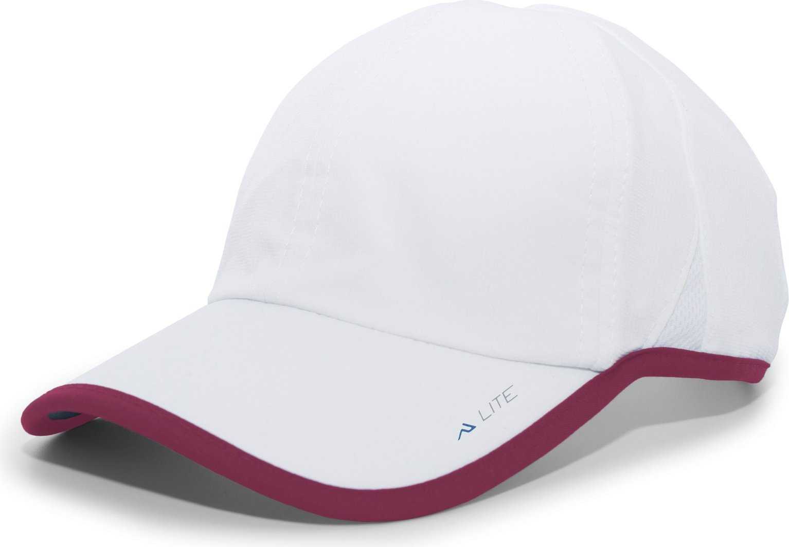 Pacific Headwear 410L Active Cap Hook-and-Loop Cap - White Maroon - HIT a Double