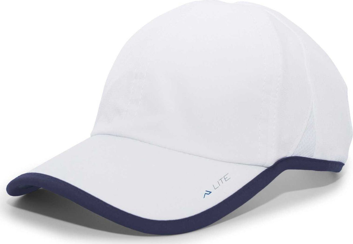 Pacific Headwear 410L Active Cap Hook-and-Loop Cap - White Navy - HIT a Double