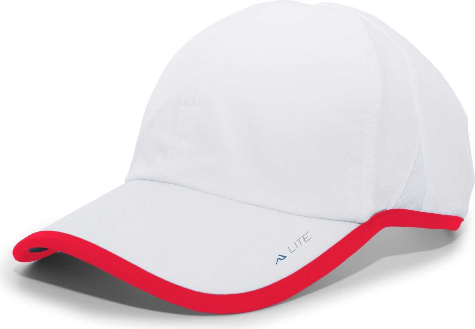 Pacific Headwear 410L Active Cap Hook-and-Loop Cap - White Red - HIT a Double