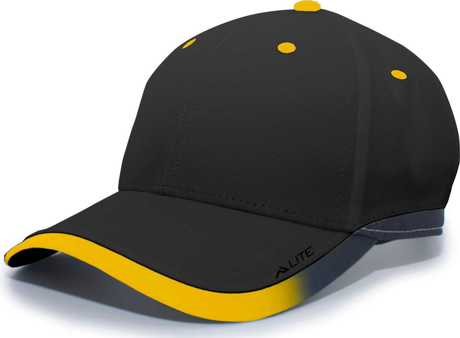 Pacific Headwear 416L Running Cap Hook-and-Loop Cap - Black Gold - HIT a Double