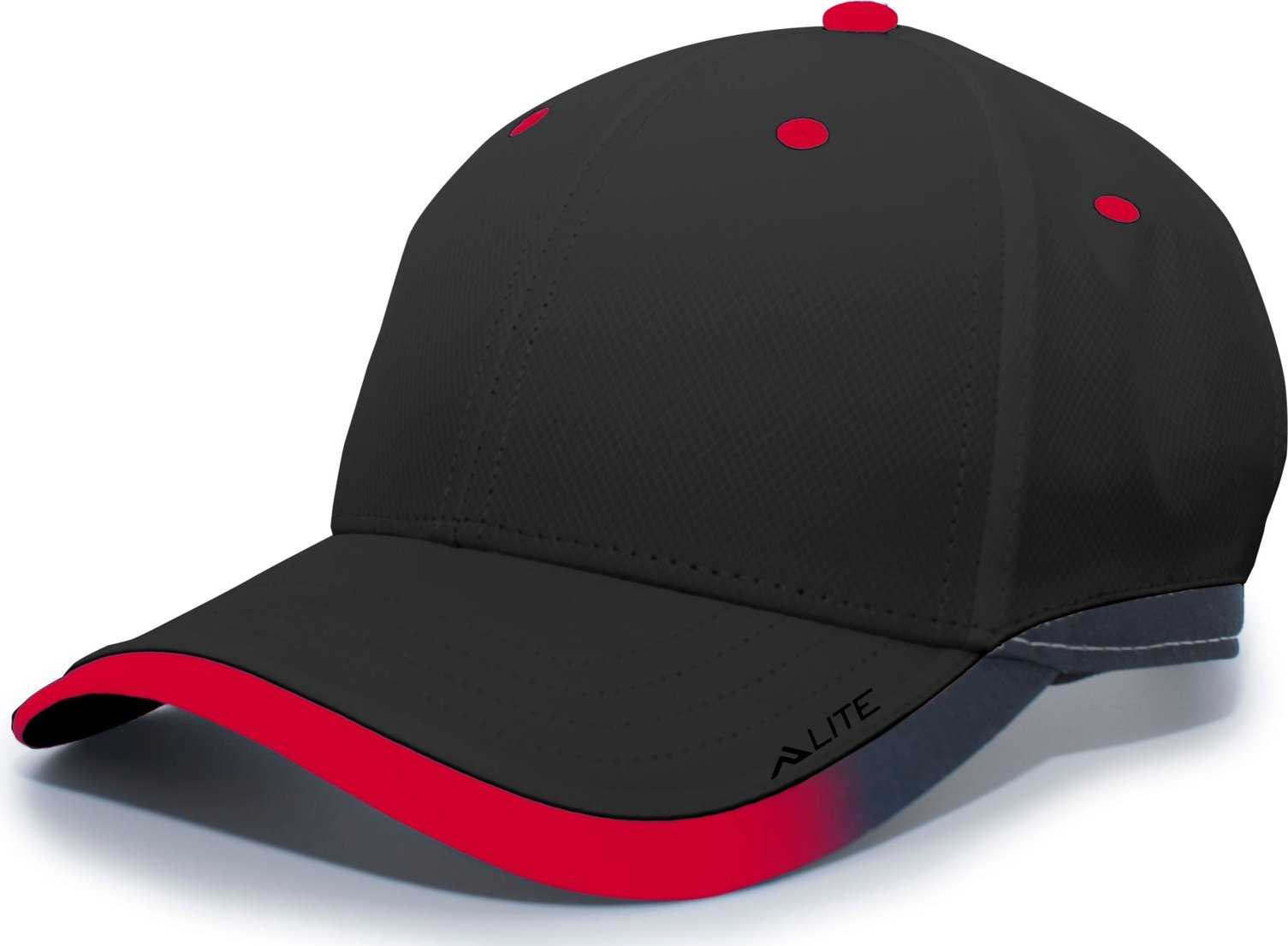 Pacific Headwear 416L Running Cap Hook-and-Loop Cap - Black Red - HIT a Double
