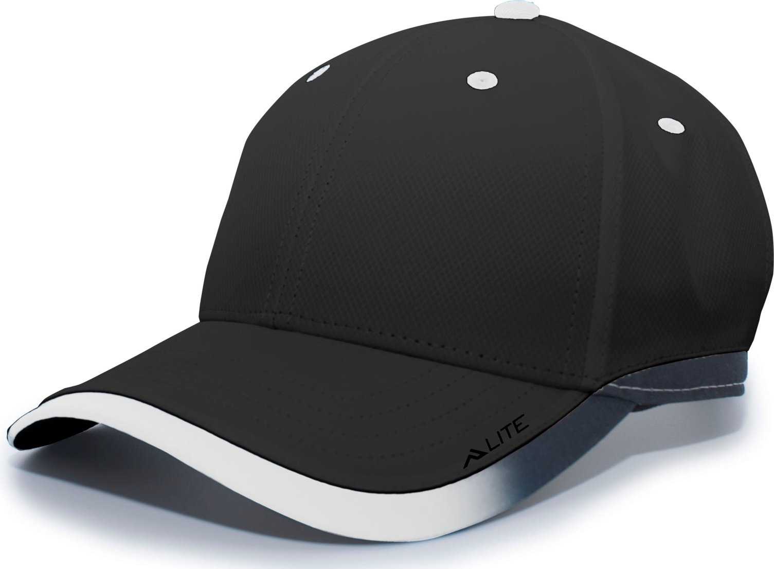 Pacific Headwear 416L Running Cap Hook-and-Loop Cap - Black White - HIT A Double
