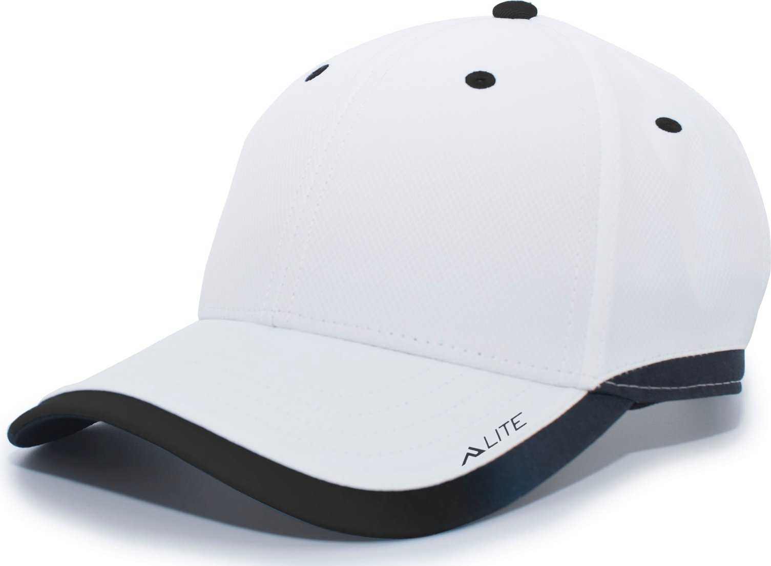Pacific Headwear 416L Running Cap Hook-and-Loop Cap - White Black - HIT a Double