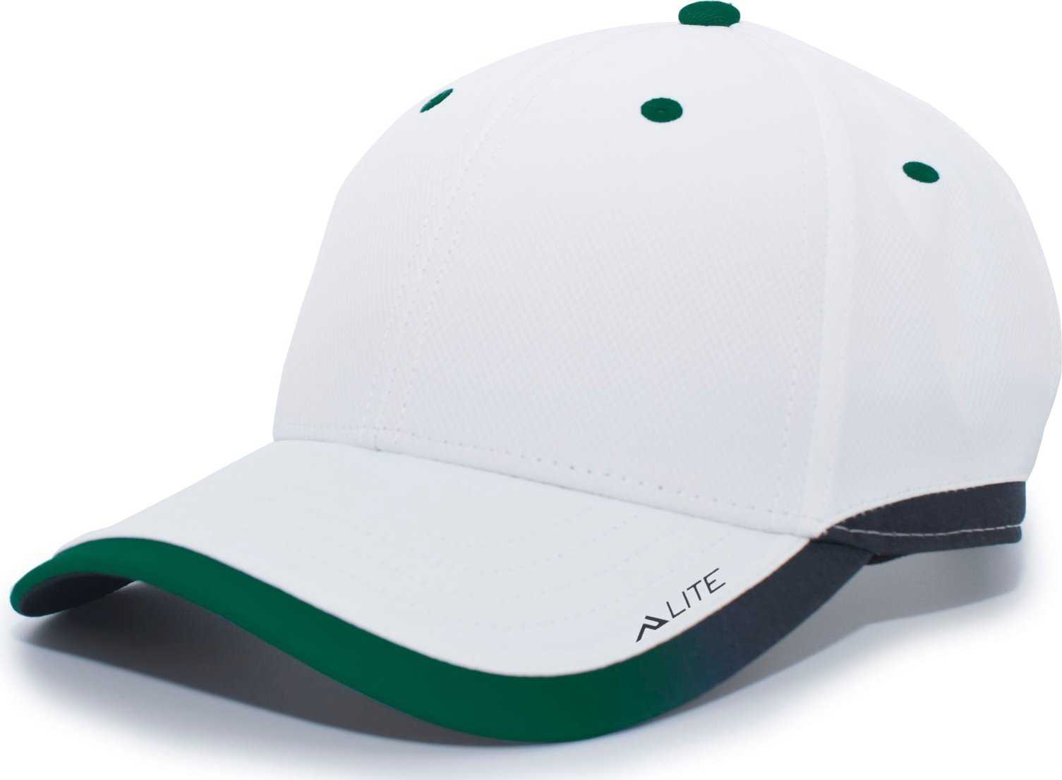 Pacific Headwear 416L Running Cap Hook-and-Loop Cap - White Dark Green - HIT a Double