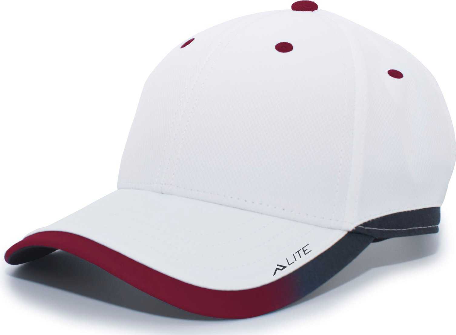 Pacific Headwear 416L Running Cap Hook-and-Loop Cap - White Maroon - HIT a Double