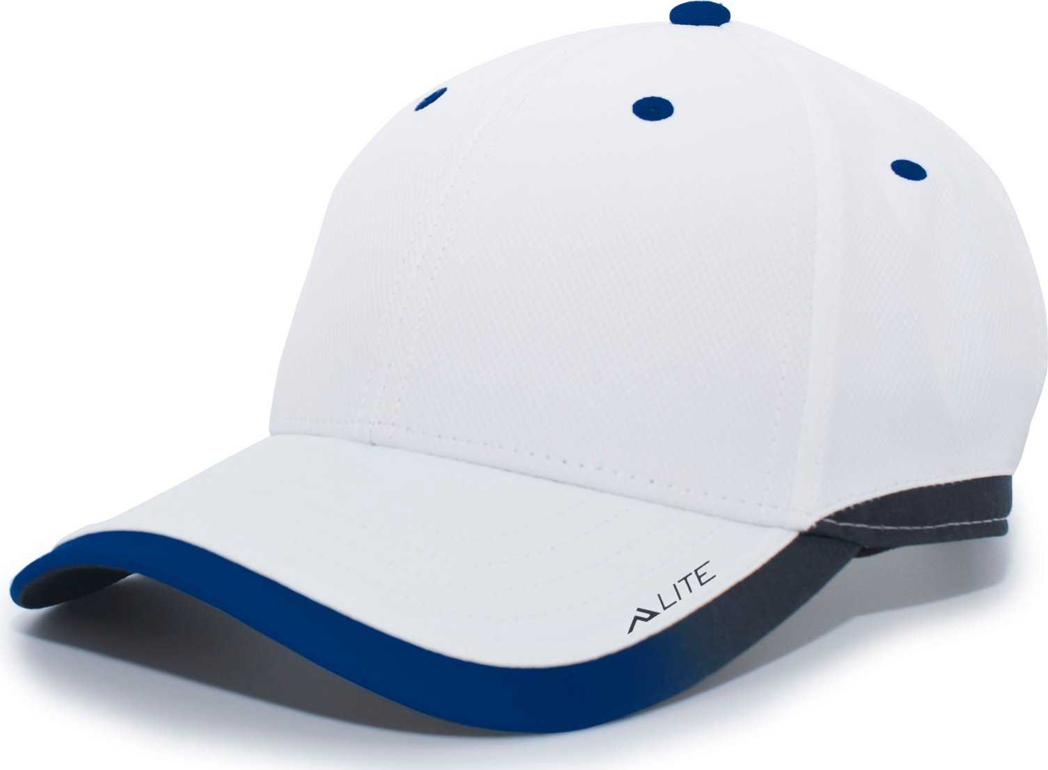 Pacific Headwear 416L Running Cap Hook-and-Loop Cap - White Navy - HIT a Double