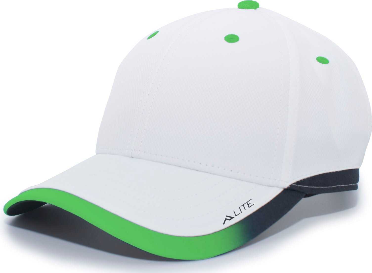 Pacific Headwear 416L Running Cap Hook-and-Loop Cap - White Neon Green - HIT a Double