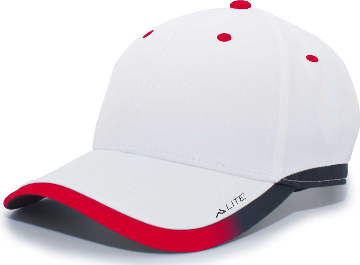 Pacific Headwear 416L Running Cap Hook-and-Loop Cap - White Red - HIT a Double