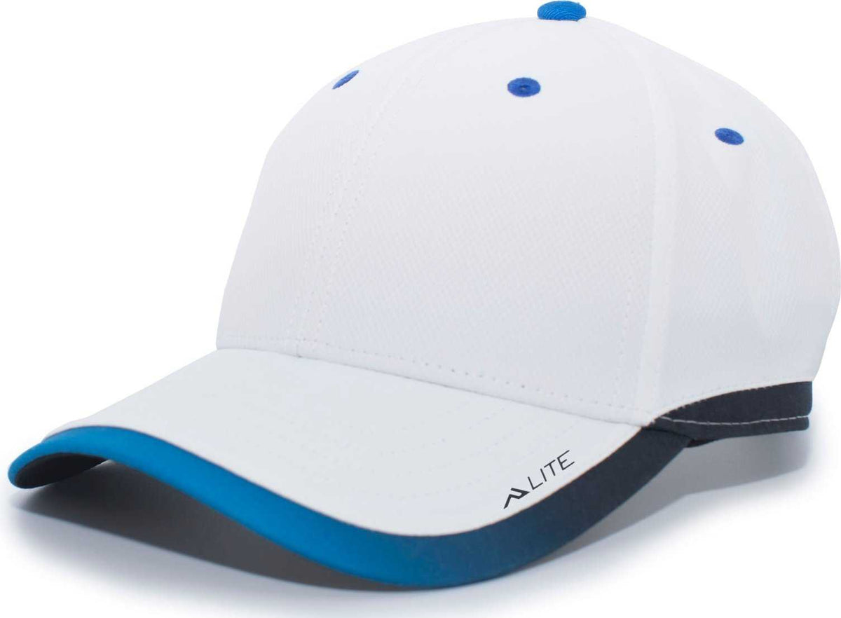 Pacific Headwear 416L Running Cap Hook-and-Loop Cap - White Royal - HIT a Double