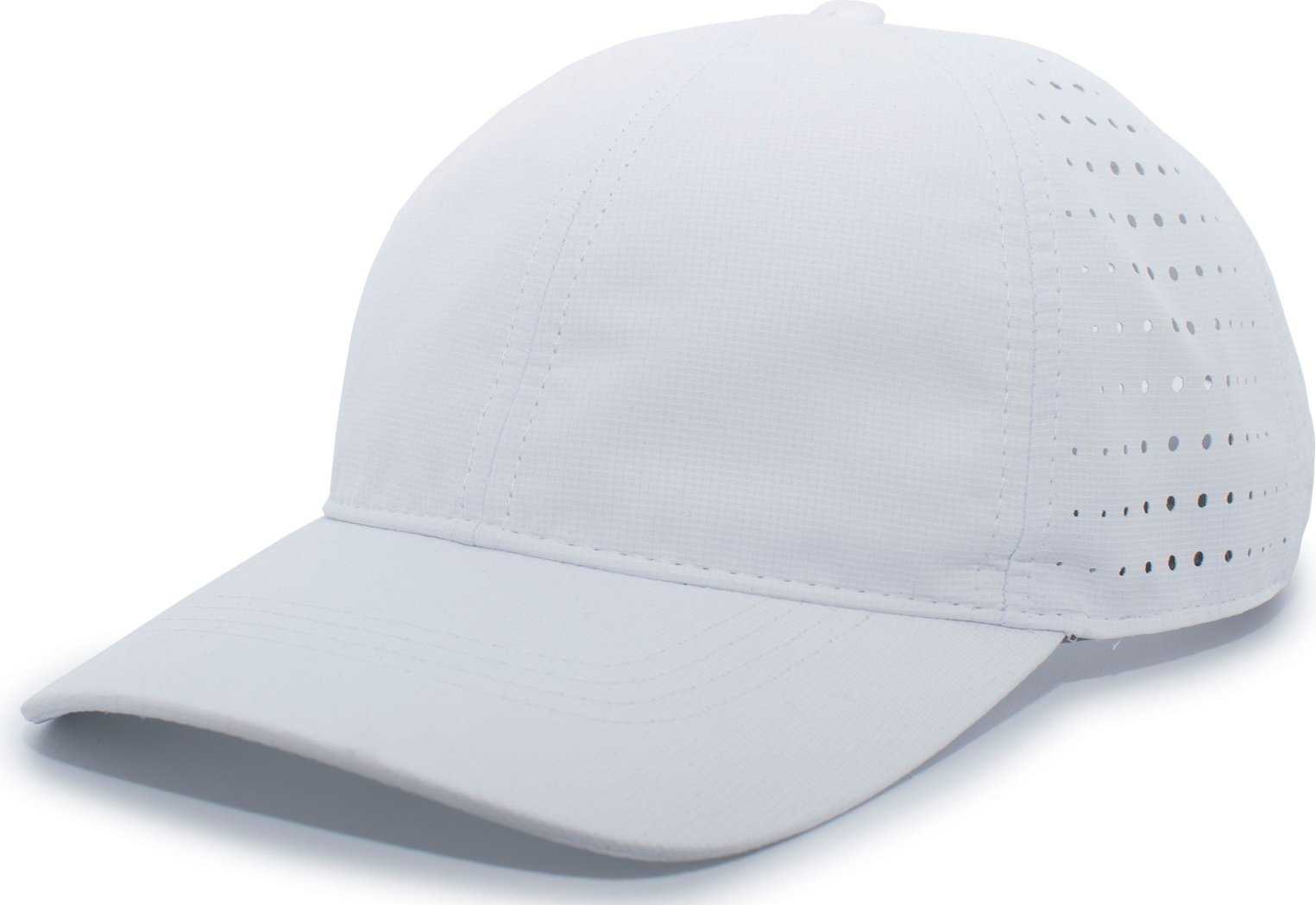 Pacific Headwear 425L Light-Weight Perforated Hook-and-Loop Cap - White - HIT a Double