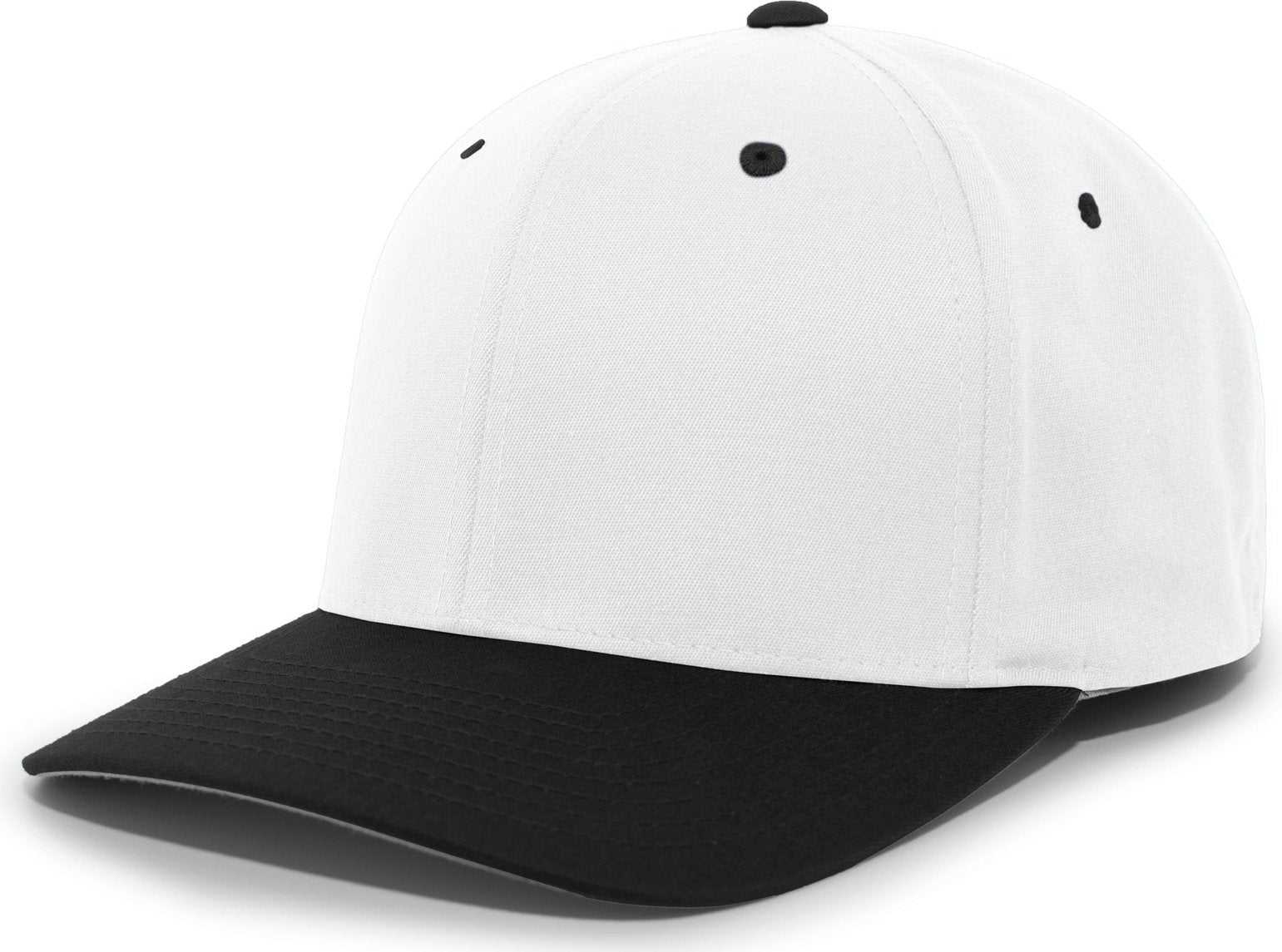 Pacific Headwear 430C Cotton-Poly Flexfit Cap - White Black - HIT a Double