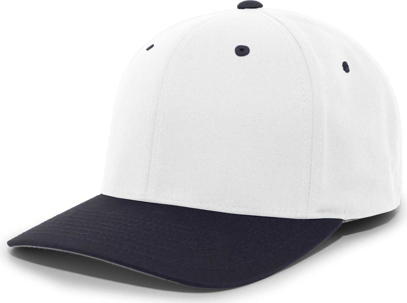 Pacific Headwear 430C Cotton-Poly Flexfit Cap - White Navy - HIT a Double