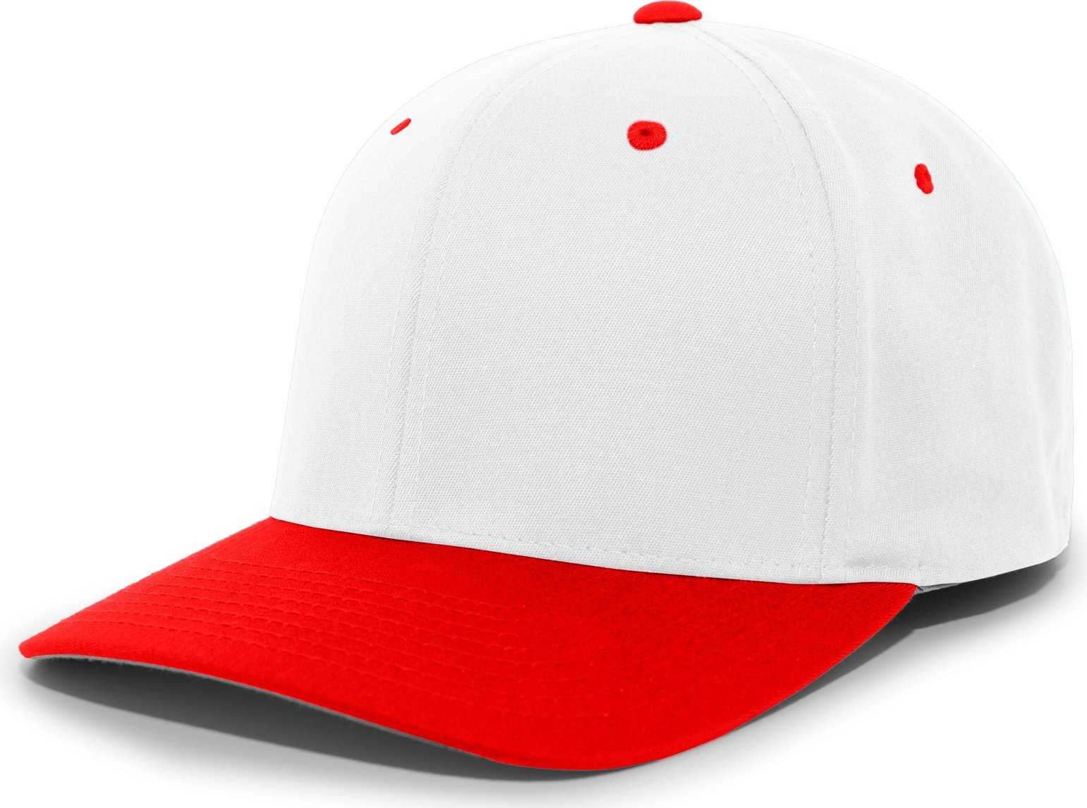 Pacific Headwear 430C Cotton-Poly Flexfit Cap - White Red - HIT a Double