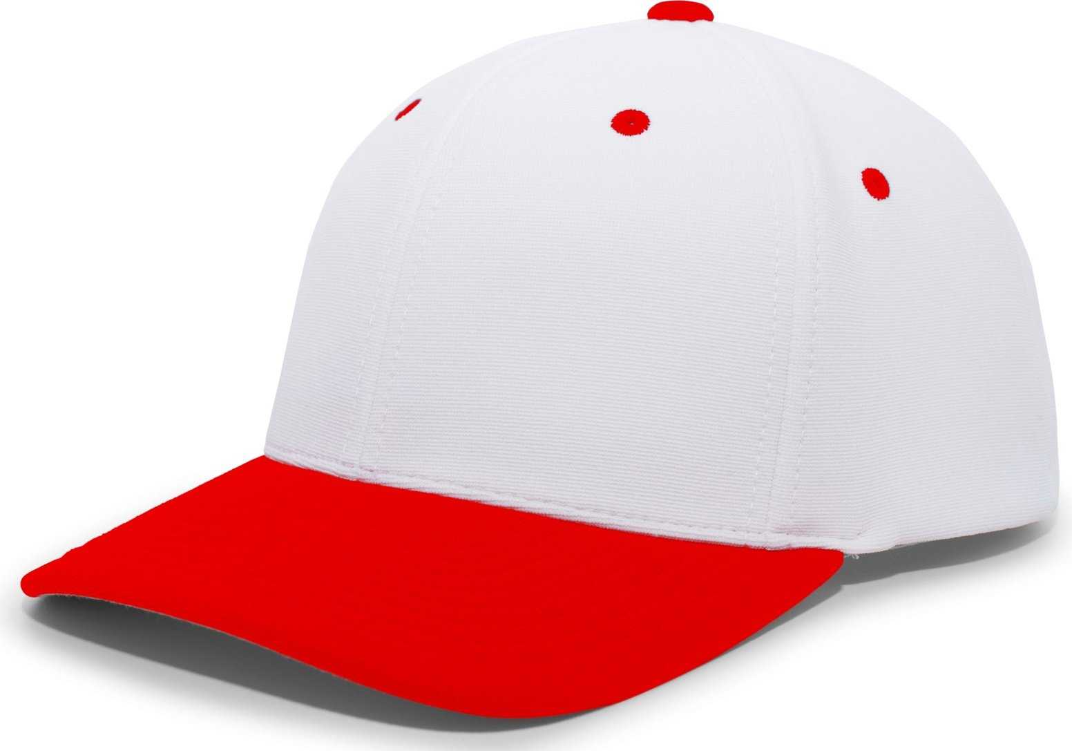 Pacific Headwear 498F M2 Performance Flexfit Cap - White Red - HIT a Double