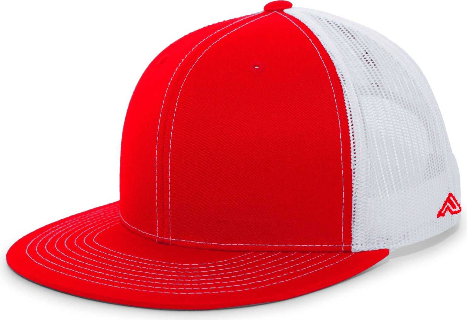 Pacific Headwear 4D3 Trucker D-Series Snapback Cap - Red White - HIT a Double