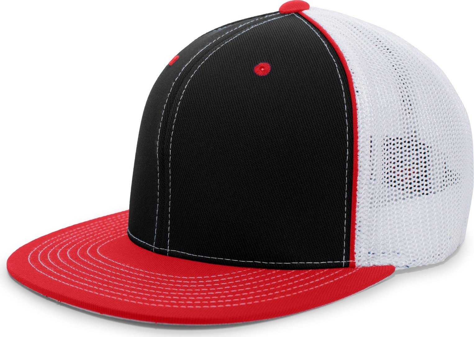 Pacific Headwear 4D5 D-Series Trucker Flexfit Cap - Black Red - HIT a Double