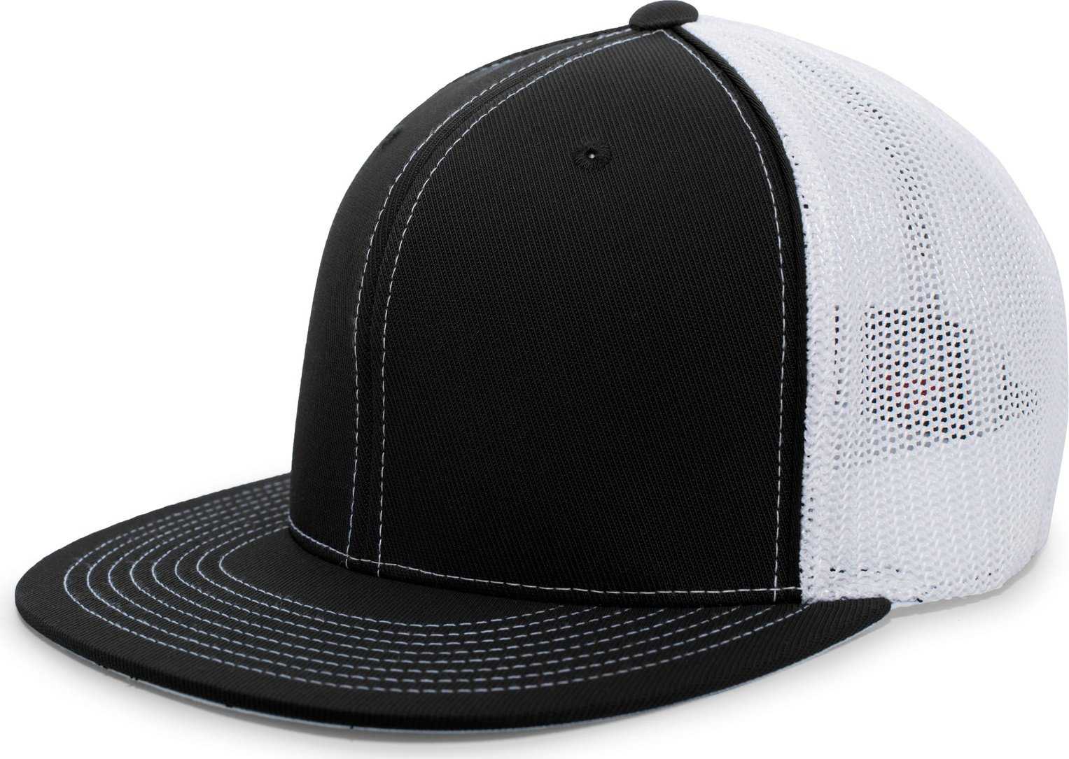 Pacific Headwear 4D5 D-Series Trucker Flexfit Cap - Black White - HIT a Double