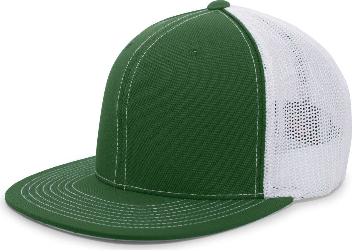 Pacific Headwear 4D5 D-Series Trucker Flexfit Cap - Dark Green White - HIT a Double