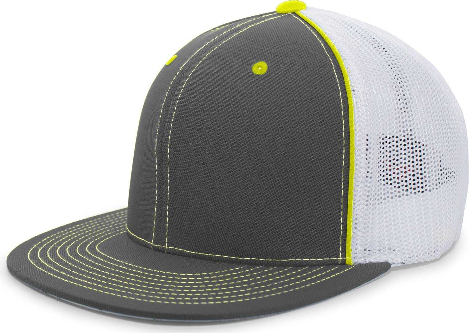 Pacific Headwear 4D5 D-Series Trucker Flexfit Cap - Graphite White Neon Yellow - HIT a Double