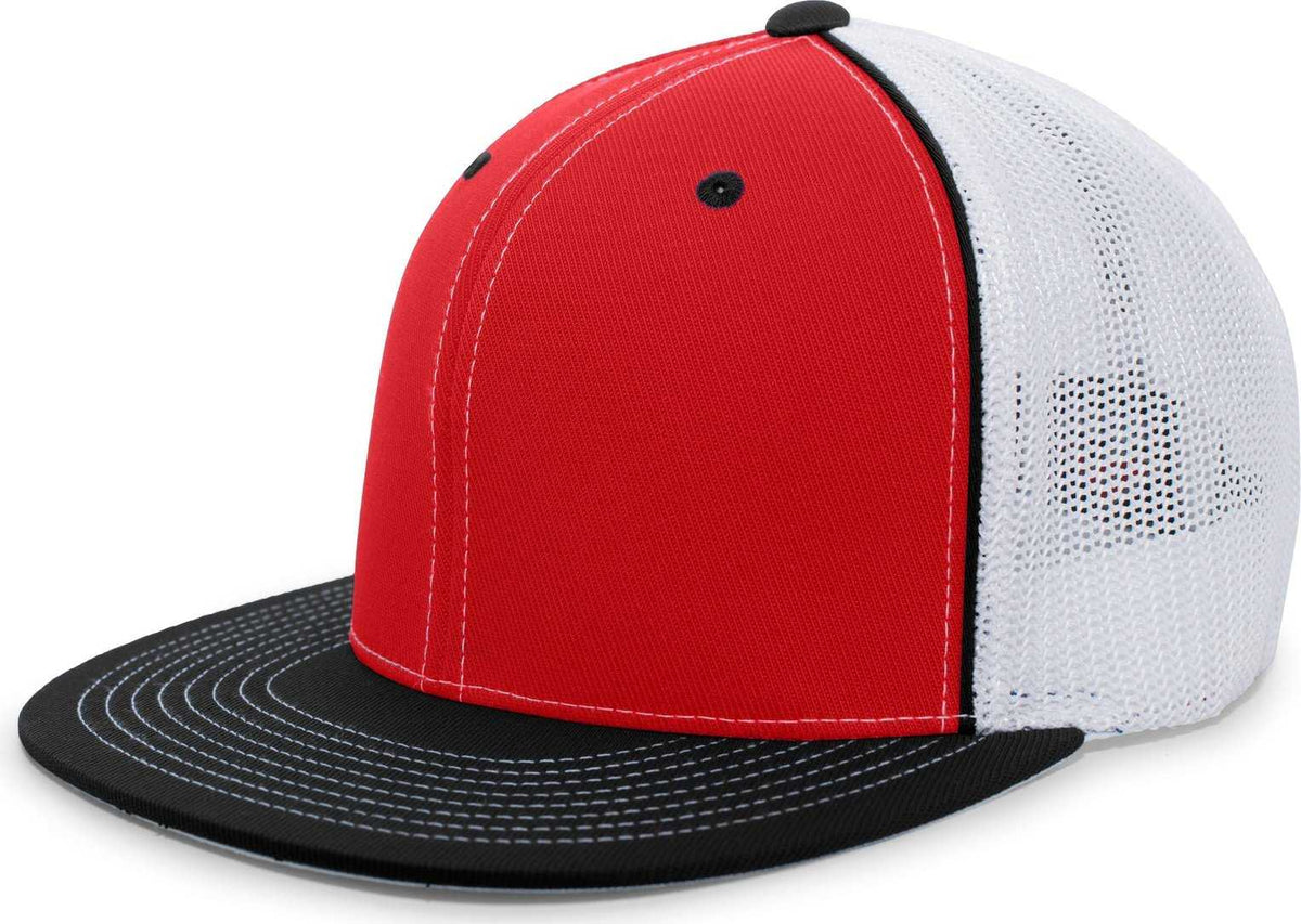 Pacific Headwear 4D5 D-Series Trucker Flexfit Cap - Red Black - HIT a Double