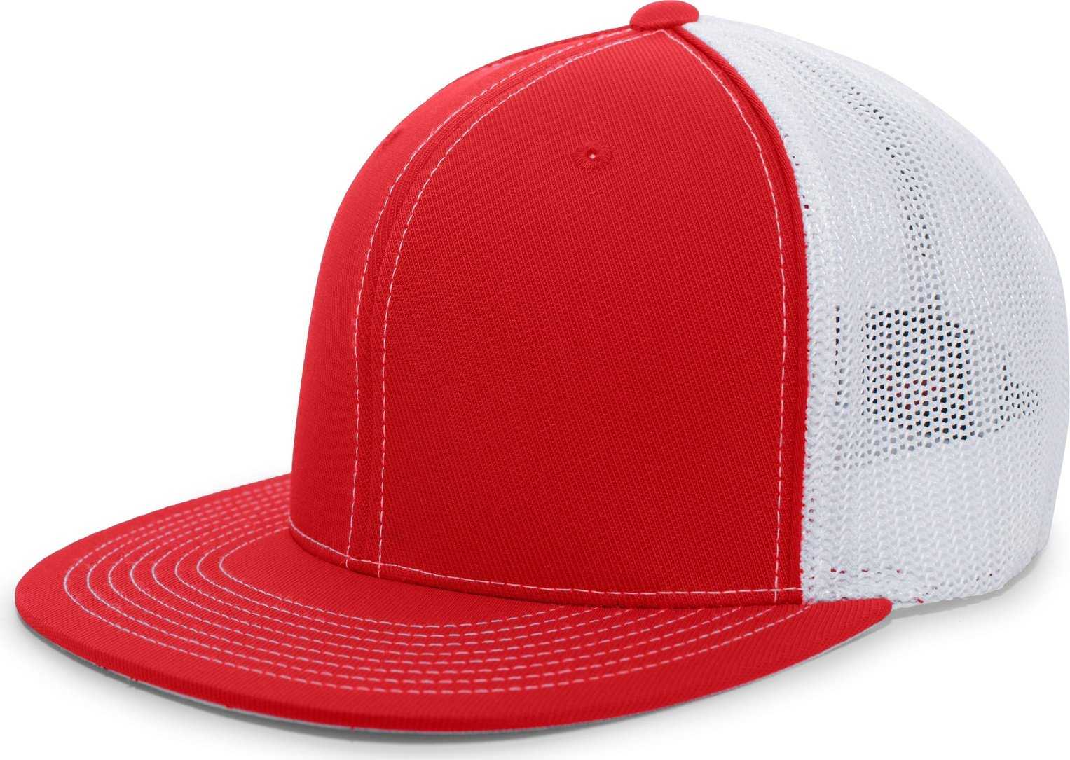 Pacific Headwear 4D5 D-Series Trucker Flexfit Cap - Red White - HIT a Double