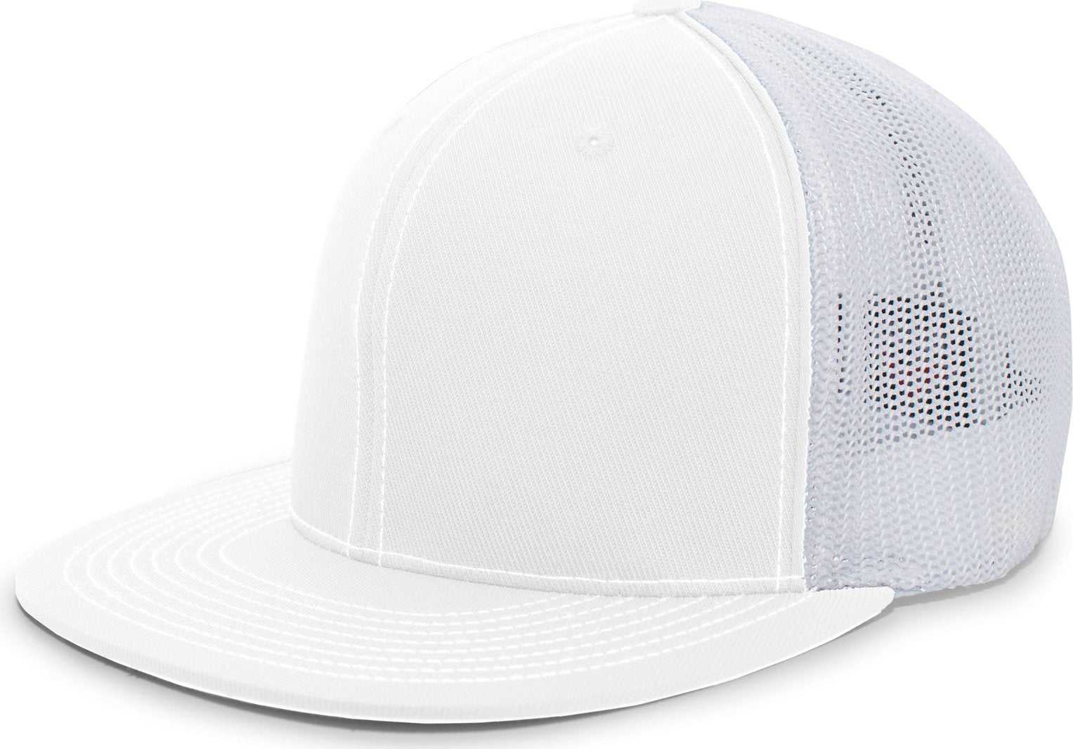 Pacific Headwear 4D5 D-Series Trucker Flexfit Cap - White White - HIT a Double