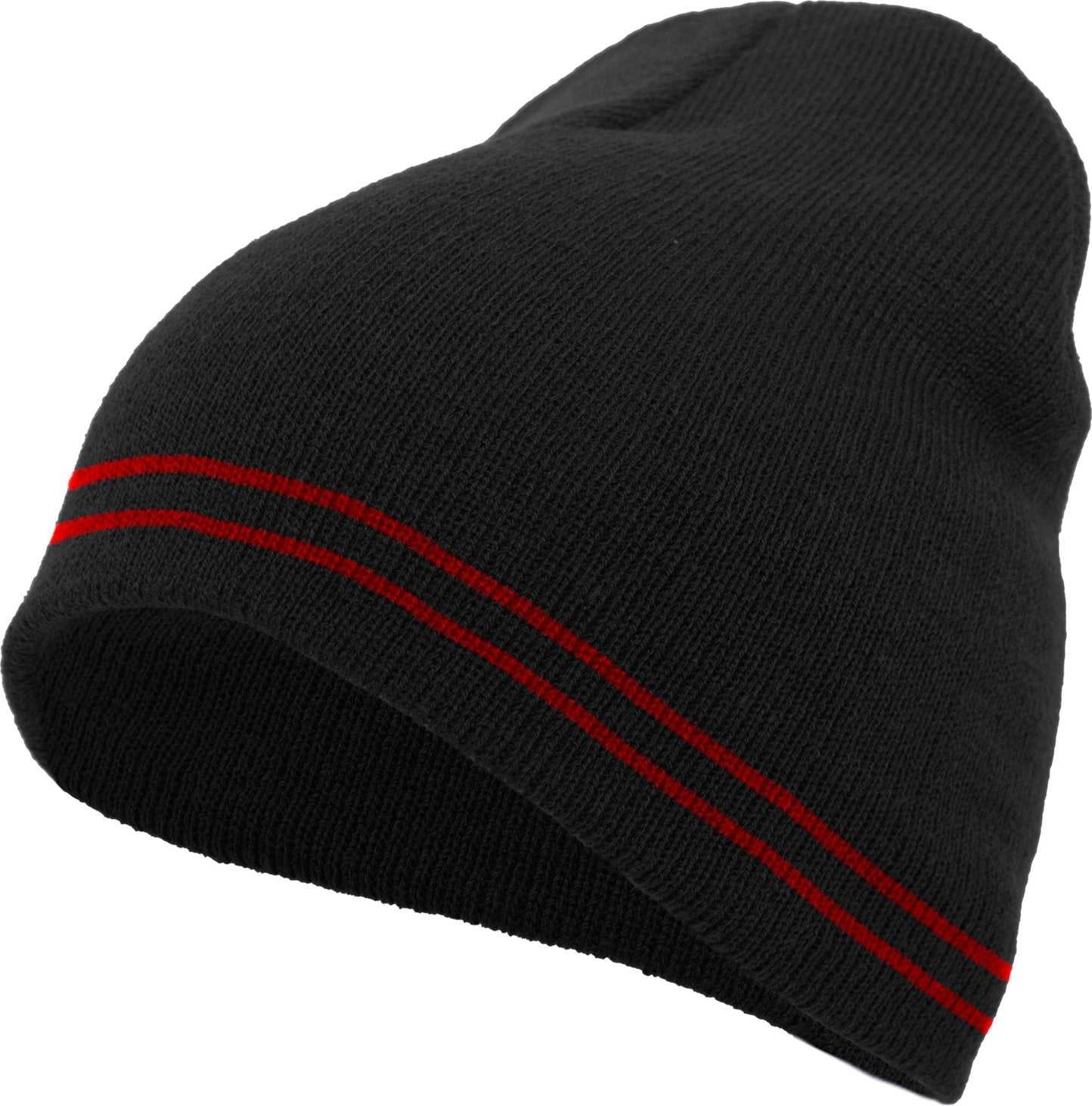 Pacific Headwear 601K Knit Beanie - Black Red - HIT a Double