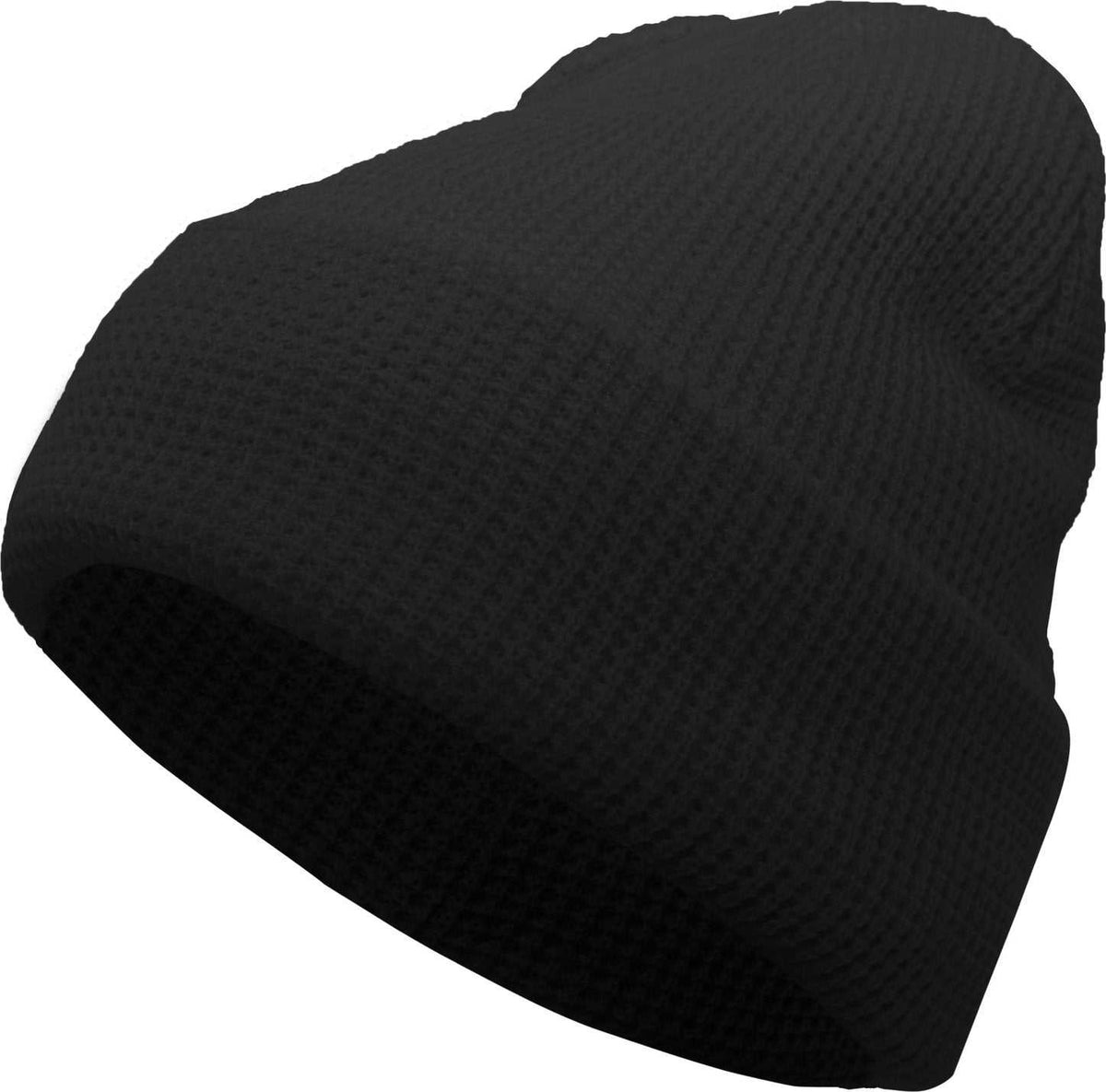 Pacific Headwear 627K Waffle Knit Cuff Beanie - Black - HIT a Double
