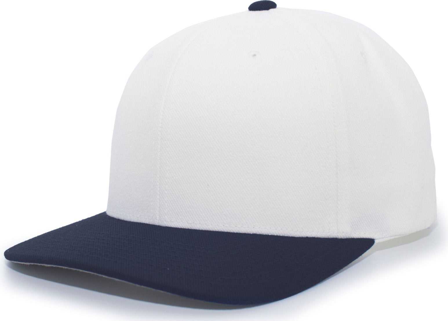 Pacific Headwear 705W Pro-Wool Hook-and-Loop Cap - White Navy - HIT a Double