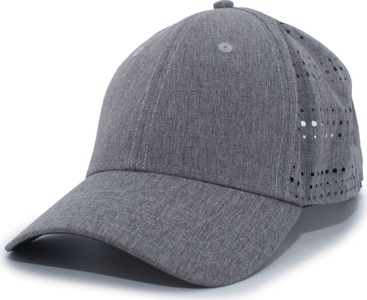 Pacific Headwear 747 Perforated Hook-and-Loop Cap - Grey Heather - HIT a Double - 1