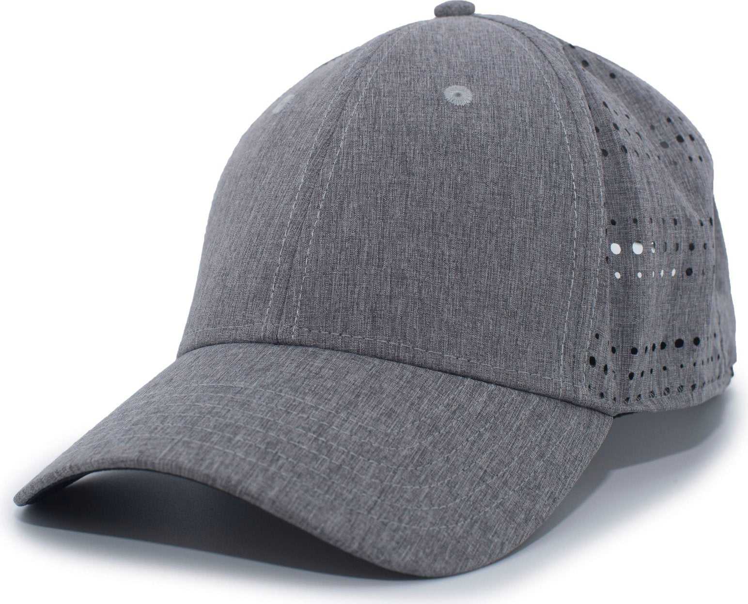 Pacific Headwear 747 Perforated Hook-and-Loop Cap - Grey Heather - HIT a Double - 1