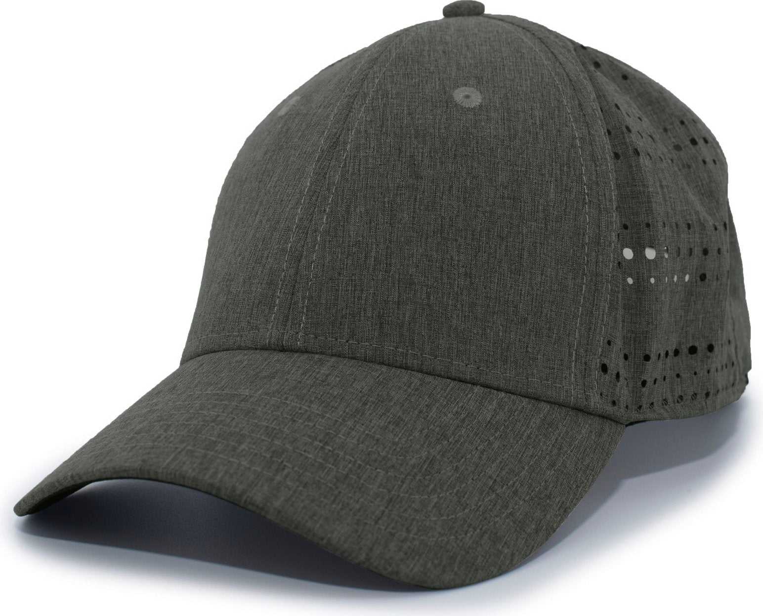 Pacific Headwear 747 Perforated Hook-and-Loop Cap - Loden Heather - HIT a Double - 1