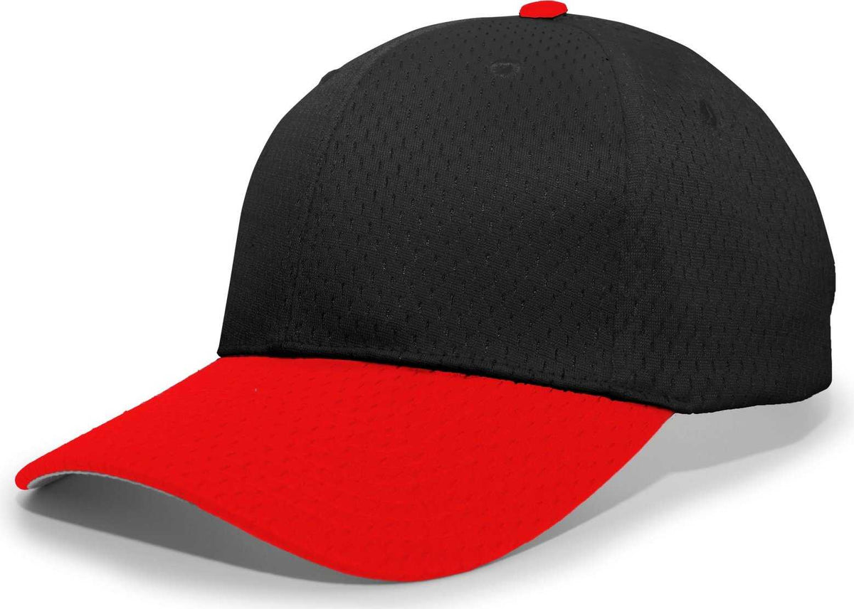 Pacific Headwear 805M Coolport Mesh Hook-and-Loop Cap - Black Red - HIT a Double
