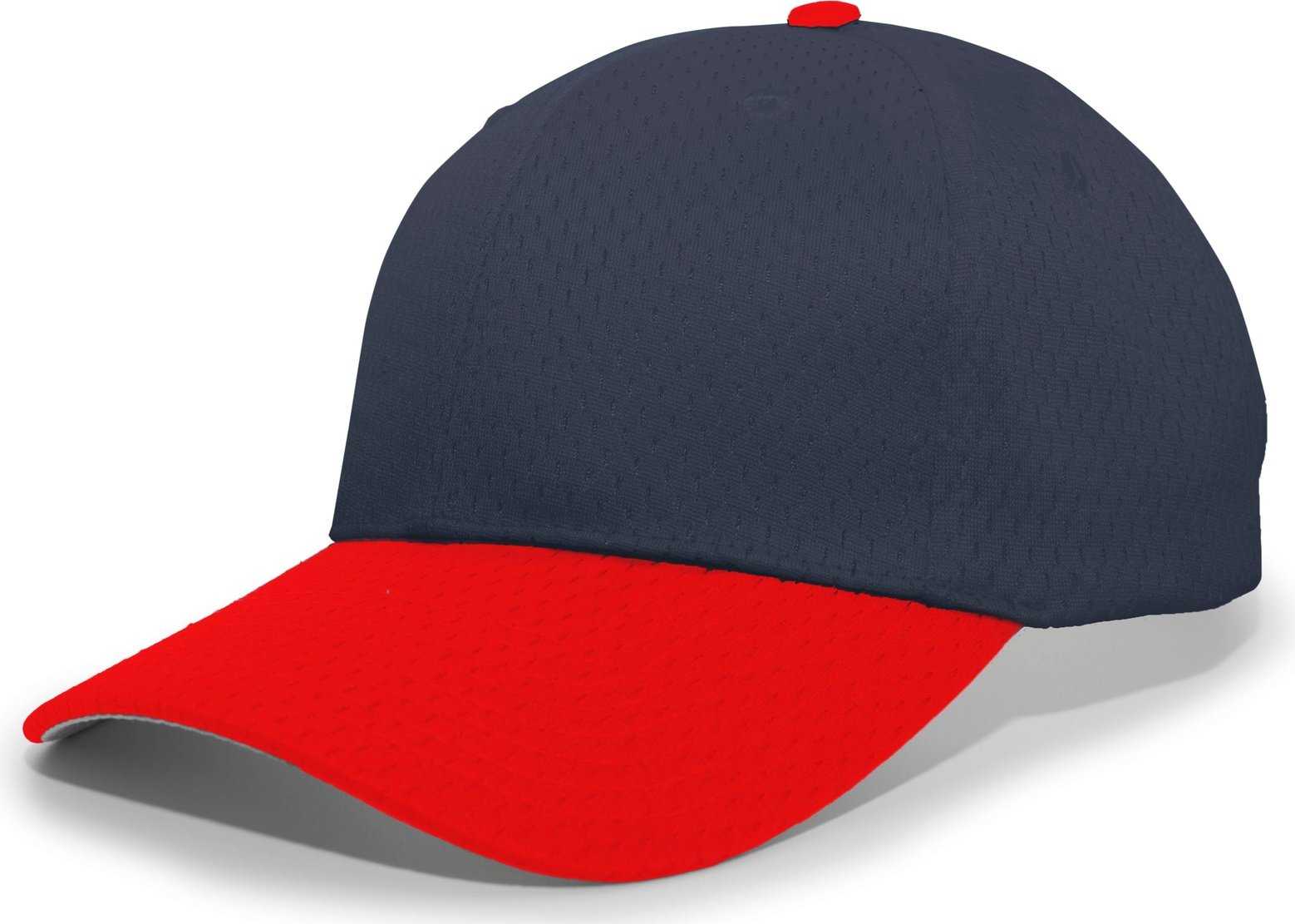 Pacific Headwear 805M Coolport Mesh Hook-and-Loop Cap - Navy Red - HIT a Double