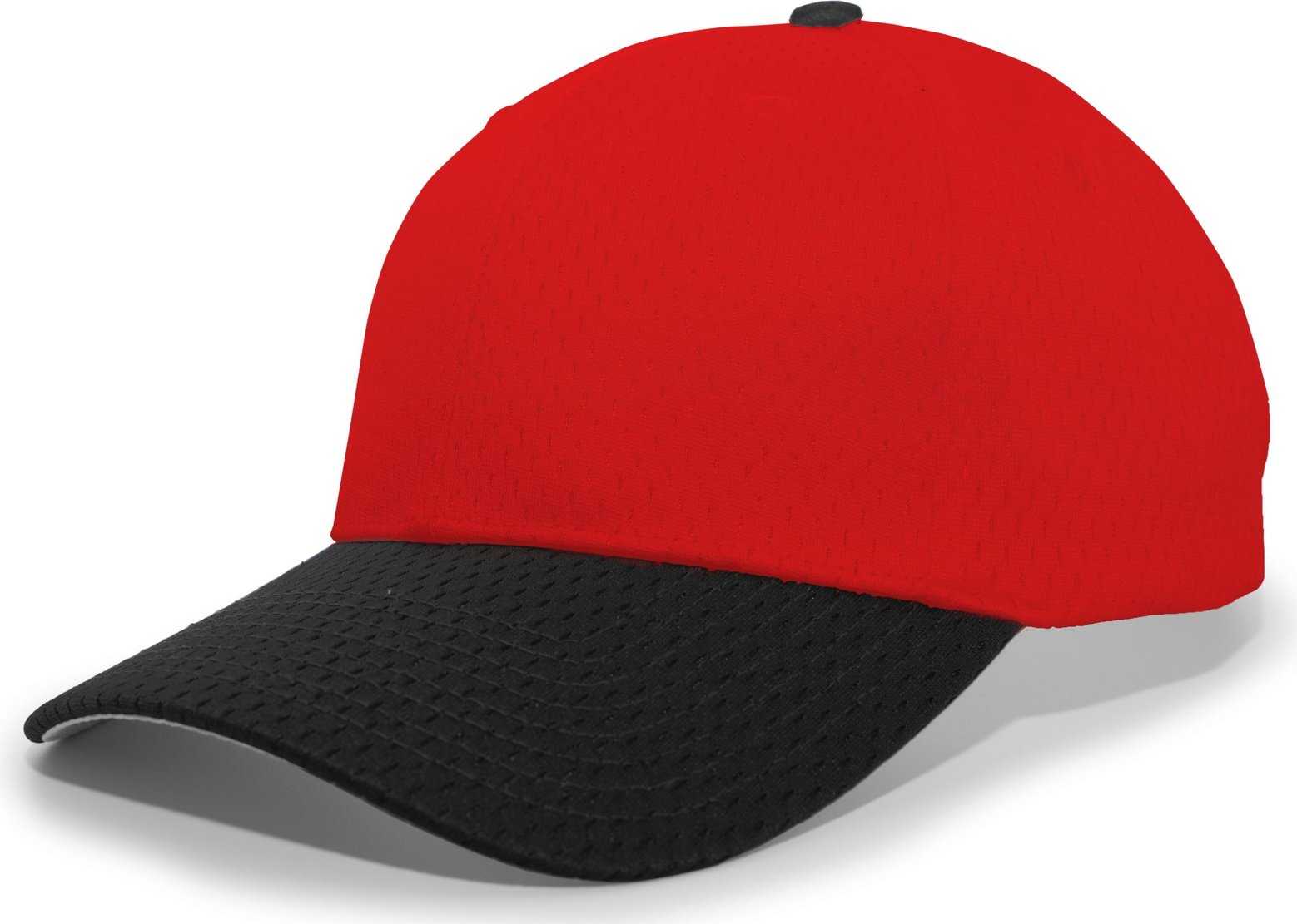 Pacific Headwear 805M Coolport Mesh Hook-and-Loop Cap - Red Black - HIT a Double