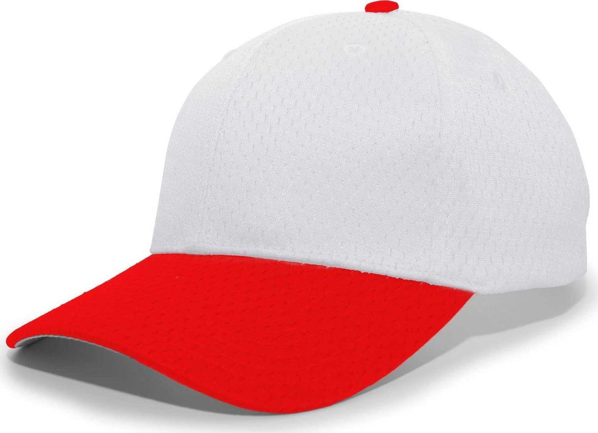 Pacific Headwear 805M Coolport Mesh Hook-and-Loop Cap - Silver Red - HIT a Double
