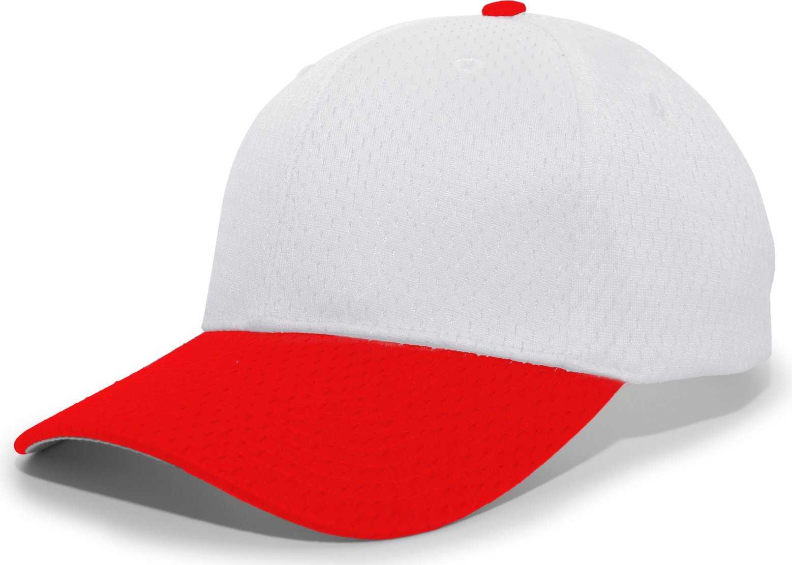 Pacific Headwear 805M Coolport Mesh Hook-and-Loop Cap - Silver Red - HIT a Double