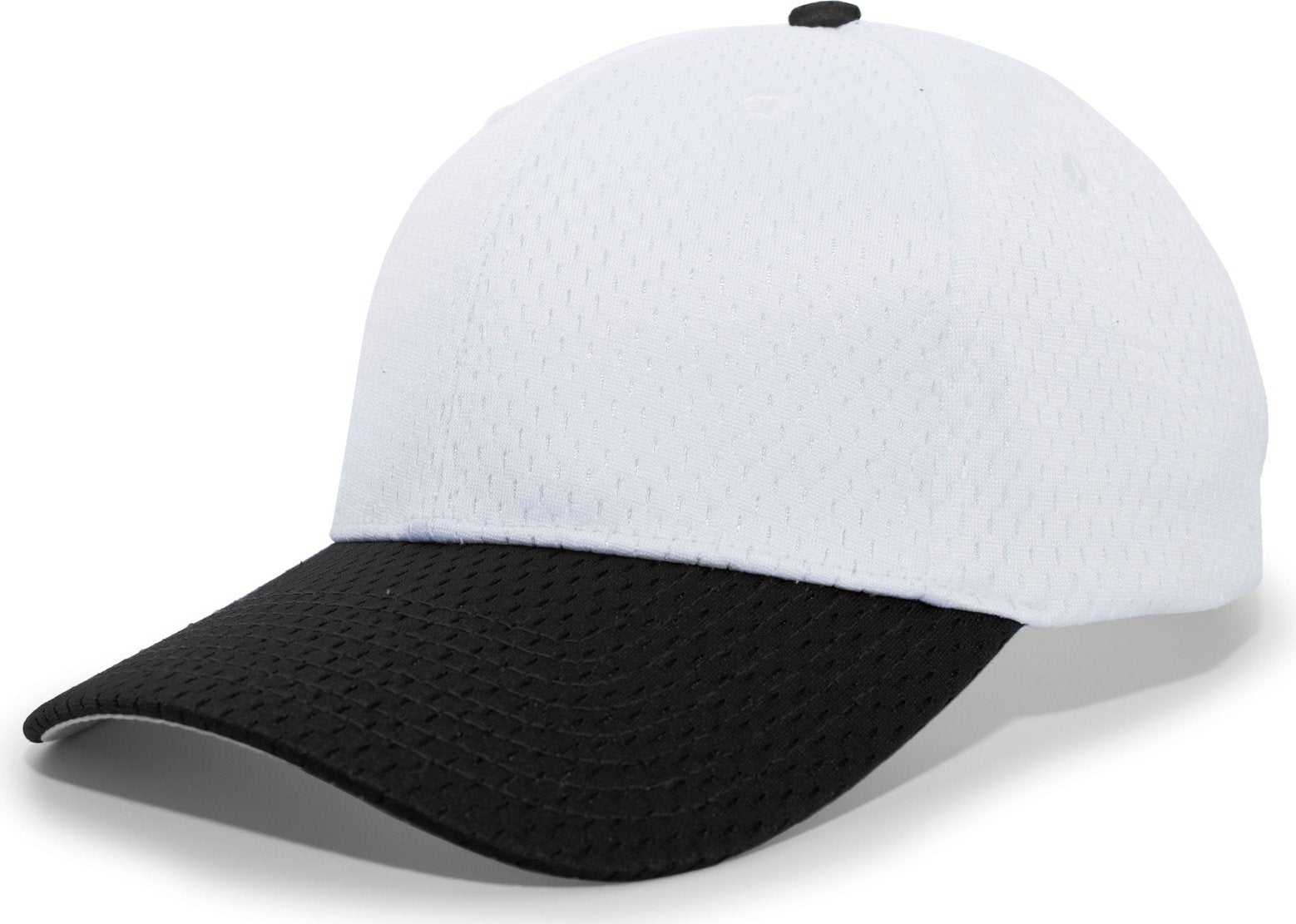 Pacific Headwear 805M Coolport Mesh Hook-and-Loop Cap - White Black - HIT a Double